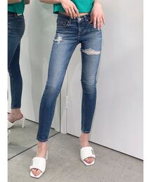 GYDA | ジャストウエスト side connected rippedスキニーデニムパンツ(デニムパンツ)