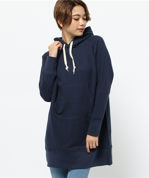 SEVENDAYS=SUNDAY（セブンデイズサンデイ）の「トンプキン裏毛　長袖フードチュニック（Tシャツ/カットソー・レディース・ネイビー/オフホワイト/チャコールグレー・FREE）」の3枚目の写真