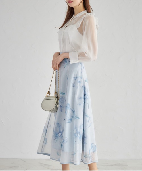 tocco closet(トッコ クローゼット)の「キャミソール付きフリル装飾シアーウエストタックブラウス(シャツ/ブラウス・レディース・オフホワイト/ピンク・M)」の7枚目の写真