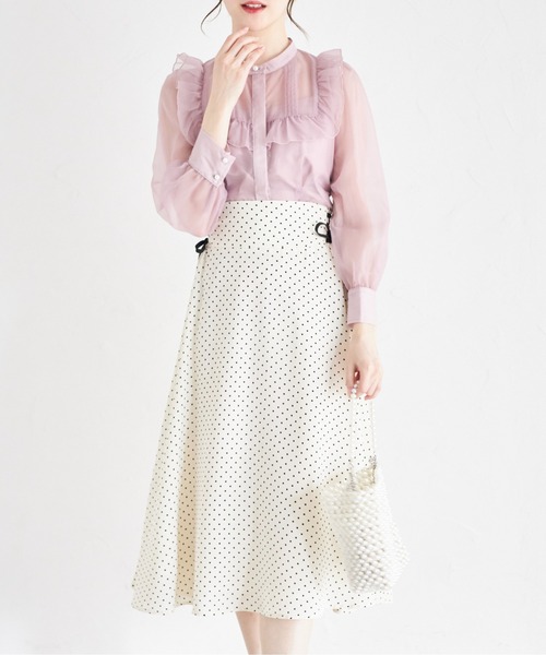 tocco closet(トッコ クローゼット)の「キャミソール付きフリル装飾シアーウエストタックブラウス(シャツ/ブラウス・レディース・オフホワイト/ピンク・M)」の6枚目の写真