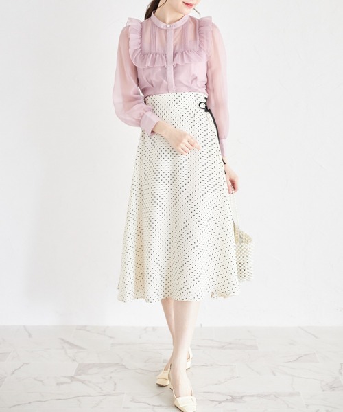 tocco closet(トッコ クローゼット)の「キャミソール付きフリル装飾シアーウエストタックブラウス(シャツ/ブラウス・レディース・オフホワイト/ピンク・M)」の5枚目の写真