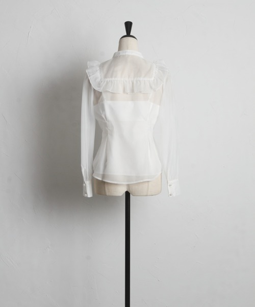 tocco closet(トッコ クローゼット)の「キャミソール付きフリル装飾シアーウエストタックブラウス(シャツ/ブラウス・レディース・オフホワイト/ピンク・M)」の22枚目の写真