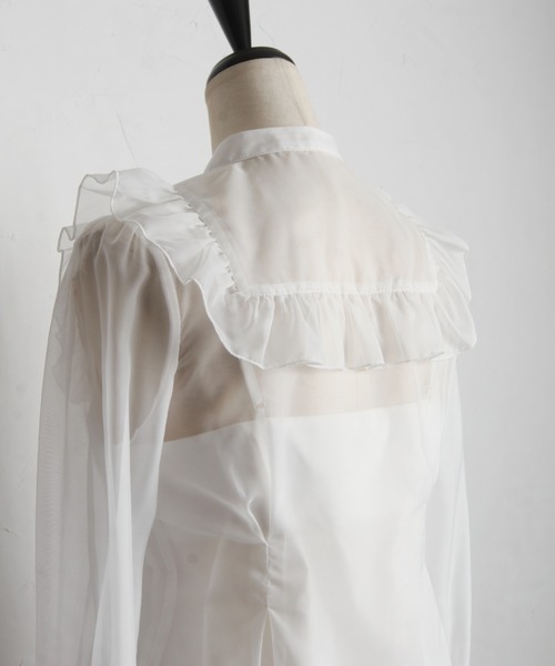 tocco closet(トッコ クローゼット)の「キャミソール付きフリル装飾シアーウエストタックブラウス(シャツ/ブラウス・レディース・オフホワイト/ピンク・M)」の13枚目の写真