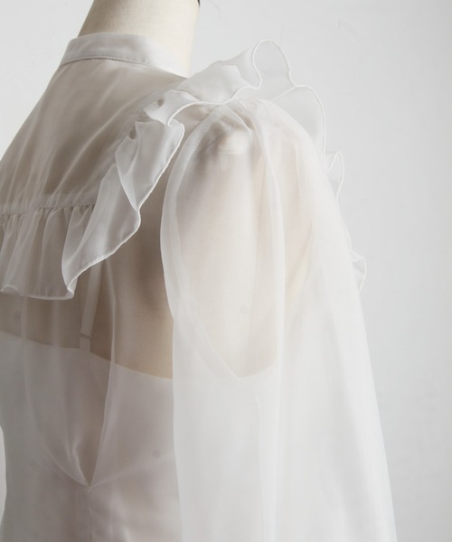 tocco closet(トッコ クローゼット)の「キャミソール付きフリル装飾シアーウエストタックブラウス(シャツ/ブラウス・レディース・オフホワイト/ピンク・M)」の12枚目の写真