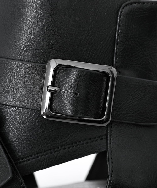 kOhAKU（コハク）の「『クロスベルトデザイン厚底サンダル』（サンダル・レディース・ブラック・L/M/LL）」の2枚目の写真