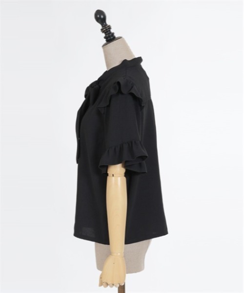 axes femme POETIQUE(アクシーズファムポエティック)の「フリル半袖ブラウス(シャツ/ブラウス・レディース・ホワイト/ピンク/ブラック・MEDIUM)」の9枚目の写真