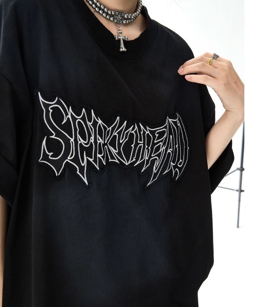 mushwear（マッシュウェア）の「Wash Distressed Embroidery Loose T-shirt（Tシャツ/カットソー・メンズ・ホワイト/ブラック・MEDIUM/X-LARGE/LARGE/XX-LARGE）」の4枚目の写真