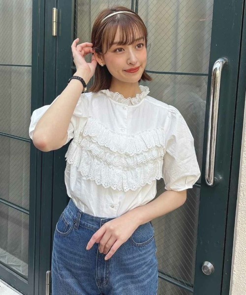 F i.n.t（フィント）の「ビスチェ風コットンレース使いブラウス/fint（シャツ/ブラウス・レディース・オフホワイト/ライトベージュ・FREE）」の14枚目の写真