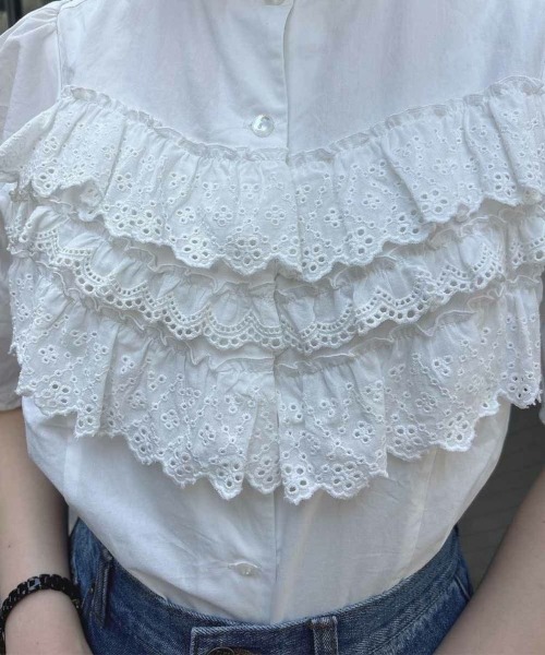 F i.n.t（フィント）の「ビスチェ風コットンレース使いブラウス/fint（シャツ/ブラウス・レディース・オフホワイト/ライトベージュ・FREE）」の9枚目の写真