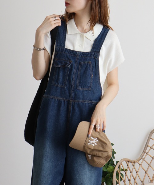 atONE(アットワン)の「atONE クロスサスペンダーサロペットパンツ(デニムパンツ・レディース・ネイビー/ブルー・M/L/LL/3L/4L)」の20枚目の写真
