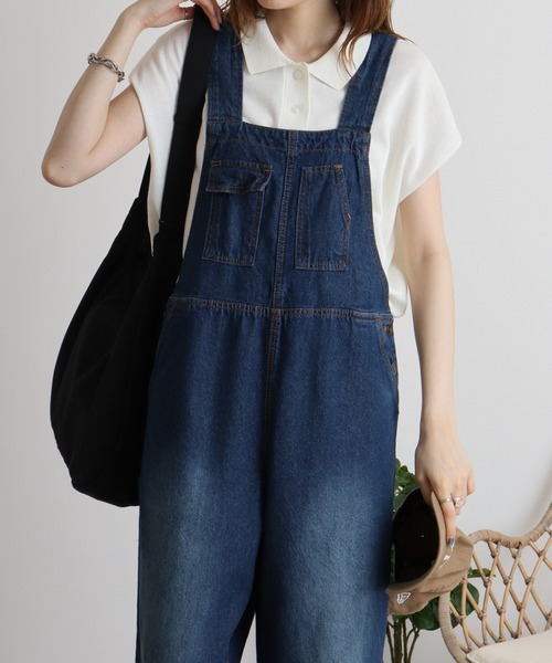 atONE(アットワン)の「atONE クロスサスペンダーサロペットパンツ(デニムパンツ・レディース・ネイビー/ブルー・M/L/LL/3L/4L)」の19枚目の写真