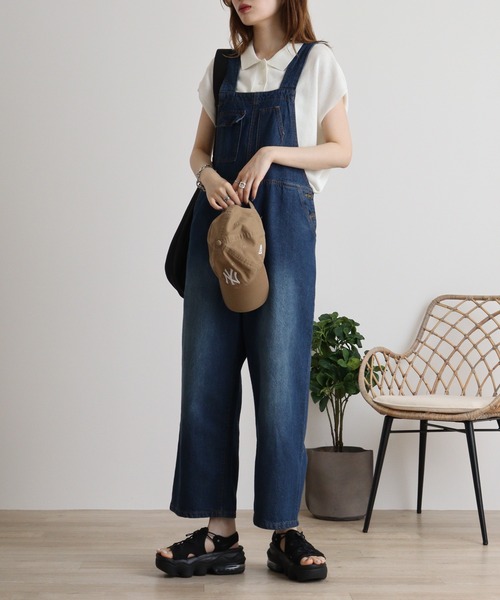 atONE(アットワン)の「atONE クロスサスペンダーサロペットパンツ(デニムパンツ・レディース・ネイビー/ブルー・M/L/LL/3L/4L)」の22枚目の写真