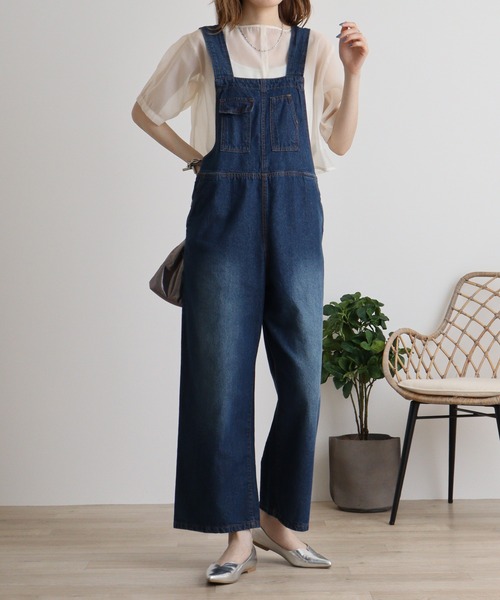 atONE(アットワン)の「atONE クロスサスペンダーサロペットパンツ(デニムパンツ・レディース・ネイビー/ブルー・M/L/LL/3L/4L)」の12枚目の写真
