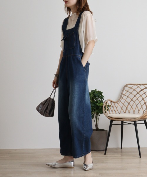 atONE(アットワン)の「atONE クロスサスペンダーサロペットパンツ(デニムパンツ・レディース・ネイビー/ブルー・M/L/LL/3L/4L)」の14枚目の写真