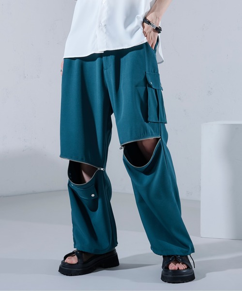 Ellno Loset（エルノロゼット）の「2WAYジップデザインパンツ（その他パンツ・メンズ・ブルーグリーン/ブラック・SMALL/MEDIUM/LARGE/X-SMALL）」の4枚目の写真