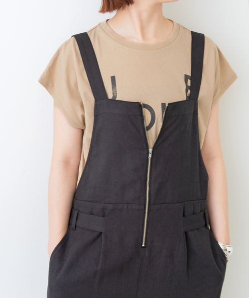 Spick & Span(スピックアンドスパン)の「麻レーヨンジップサロペット(サロペット/オーバーオール・レディース・ベージュ/ブラック・38/36)」の10枚目の写真
