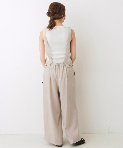 セール】麻レーヨンジップサロペット（サロペット/オーバーオール