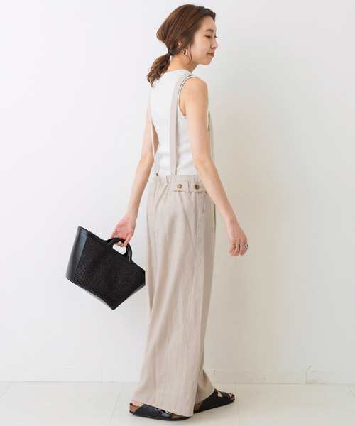 Spick & Span(スピックアンドスパン)の「麻レーヨンジップサロペット(サロペット/オーバーオール・レディース・ベージュ/ブラック・38/36)」の18枚目の写真