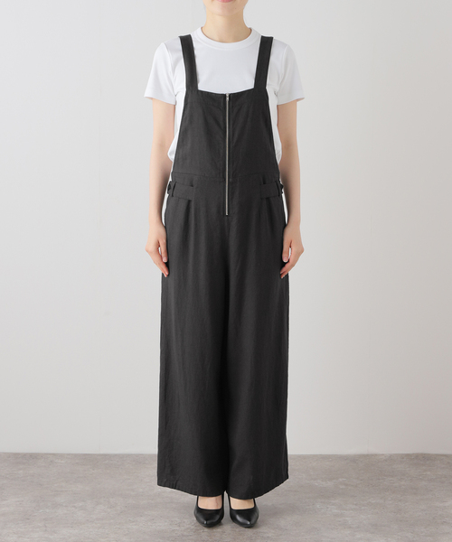 セール】麻レーヨンジップサロペット（サロペット/オーバーオール