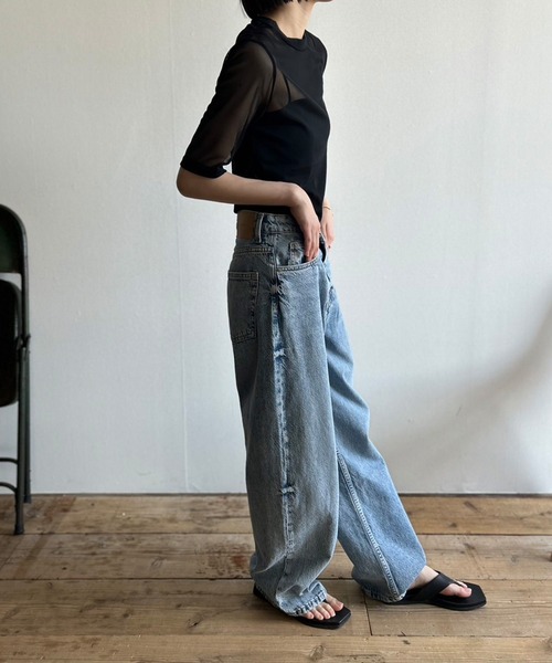 Kotoe（コトエ）の「シアートップス シースルーカットソー 五分袖（Tシャツ/カットソー・レディース・ホワイト/パープル/ブラック・M/L）」の13枚目の写真