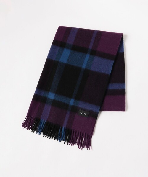 BEAMS(ビームス)の「チェック ビッグ ストール(マフラー・メンズ・パープル/ネイビー/イエロー・ONE SIZE)」の9枚目の写真