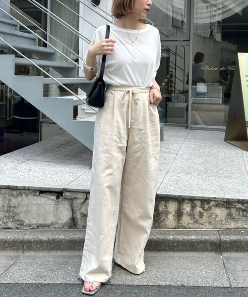 mystic（ミスティック）の「【5色展開】半袖シアーＴシャツ（Tシャツ/カットソー・レディース・ブラック/グレー/レッド/オフホワイト/ピンク・FREE）」の8枚目の写真