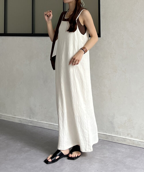 Thevon(ゼボン)の「ワッシャージャガードナローキャミワンピース(ワンピース・レディース・ブラウン/グリーン/ブラック/アイボリー・FREE)」の6枚目の写真