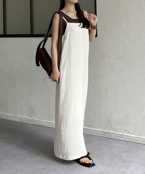 Thevon(ゼボン)の「ワッシャージャガードナローキャミワンピース(ワンピース・レディース・ブラウン/グリーン/ブラック/アイボリー・FREE)」の8枚目の写真