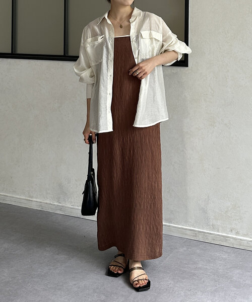 Thevon(ゼボン)の「ワッシャージャガードナローキャミワンピース(ワンピース・レディース・ブラウン/グリーン/ブラック/アイボリー・FREE)」の17枚目の写真