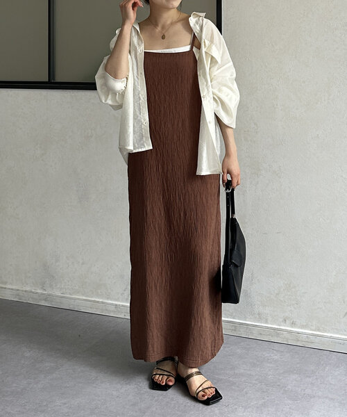 Thevon(ゼボン)の「ワッシャージャガードナローキャミワンピース(ワンピース・レディース・ブラウン/グリーン/ブラック/アイボリー・FREE)」の21枚目の写真