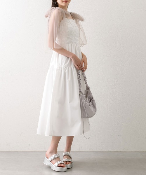 OLIVE des OLIVE（オリーブデオリーブ）の「チュールリボンシャーリングワンピース（ワンピース・レディース・オフホワイト/ブルー/ブラック/ブラウン・SMALL/MEDIUM）」の12枚目の写真