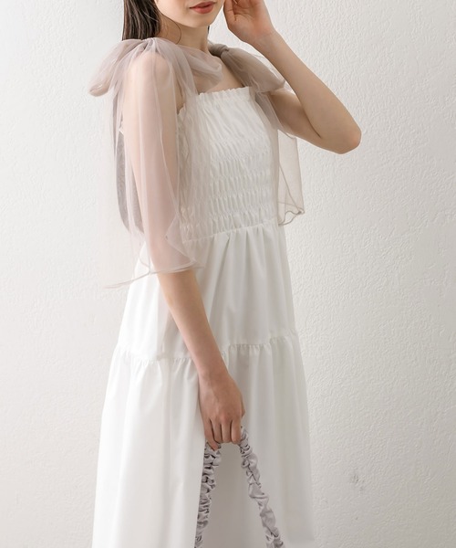 OLIVE des OLIVE（オリーブデオリーブ）の「チュールリボンシャーリングワンピース（ワンピース・レディース・オフホワイト/ブルー/ブラック/ブラウン・SMALL/MEDIUM）」の9枚目の写真