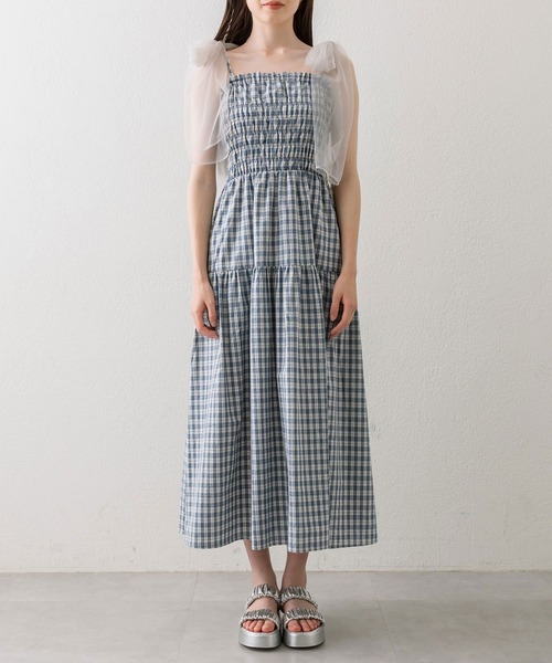 OLIVE des OLIVE（オリーブデオリーブ）の「チュールリボンシャーリングワンピース（ワンピース・レディース・オフホワイト/ブルー/ブラック/ブラウン・SMALL/MEDIUM）」の20枚目の写真