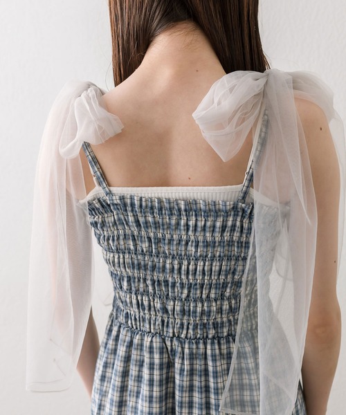 OLIVE des OLIVE（オリーブデオリーブ）の「チュールリボンシャーリングワンピース（ワンピース・レディース・オフホワイト/ブルー/ブラック/ブラウン・SMALL/MEDIUM）」の17枚目の写真