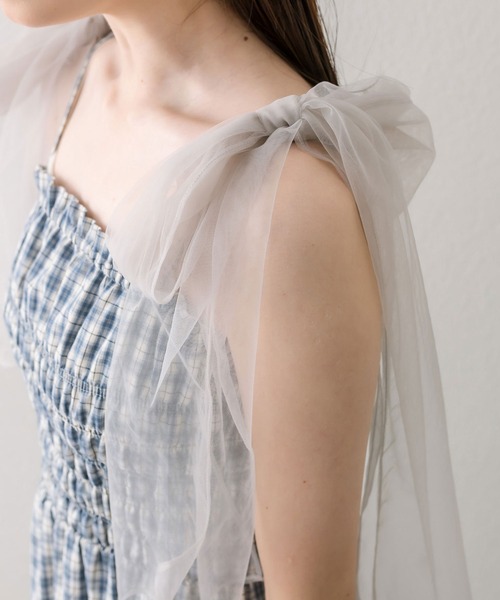 OLIVE des OLIVE（オリーブデオリーブ）の「チュールリボンシャーリングワンピース（ワンピース・レディース・オフホワイト/ブルー/ブラック/ブラウン・SMALL/MEDIUM）」の15枚目の写真