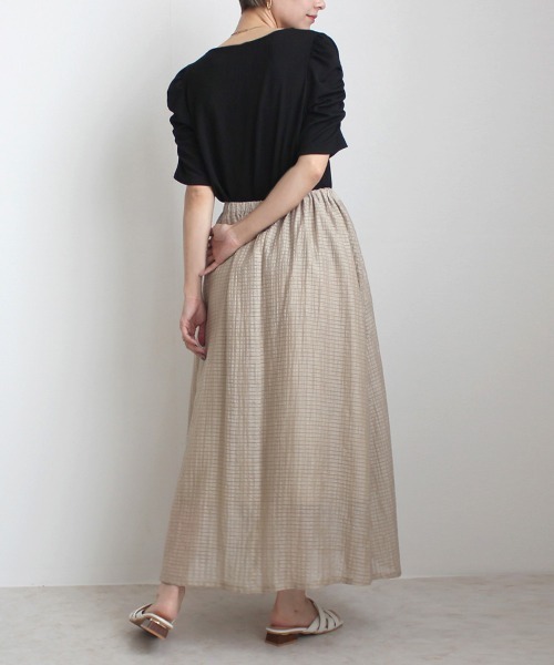 Emma（SELECT LEVERY）（エマ セレクトリベリー）の「シアーサッカーロングスカート（スカート・レディース・ホワイト/ブラック/ラベンダー/ベージュ/ブルー・LARGE/MEDIUM/X-LARGE）」の18枚目の写真