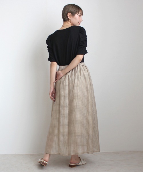 Emma（SELECT LEVERY）（エマ セレクトリベリー）の「シアーサッカーロングスカート（スカート・レディース・ホワイト/ブラック/ラベンダー/ベージュ/ブルー・LARGE/MEDIUM/X-LARGE）」の17枚目の写真