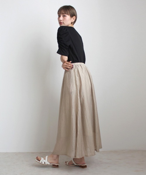 Emma（SELECT LEVERY）（エマ セレクトリベリー）の「シアーサッカーロングスカート（スカート・レディース・ホワイト/ブラック/ラベンダー/ベージュ/ブルー・LARGE/MEDIUM/X-LARGE）」の15枚目の写真