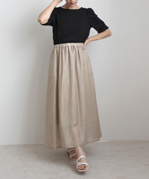 Emma（SELECT LEVERY）（エマ セレクトリベリー）の「シアーサッカーロングスカート（スカート・レディース・ホワイト/ブラック/ラベンダー/ベージュ/ブルー・LARGE/MEDIUM/X-LARGE）」の14枚目の写真