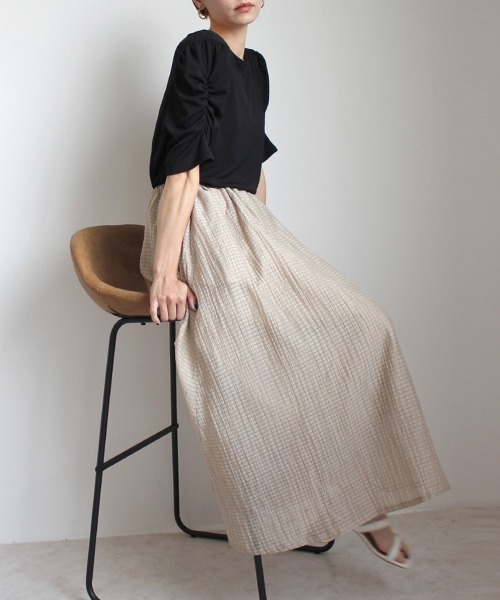 Emma（SELECT LEVERY）（エマ セレクトリベリー）の「シアーサッカーロングスカート（スカート・レディース・ホワイト/ブラック/ラベンダー/ベージュ/ブルー・LARGE/MEDIUM/X-LARGE）」の13枚目の写真