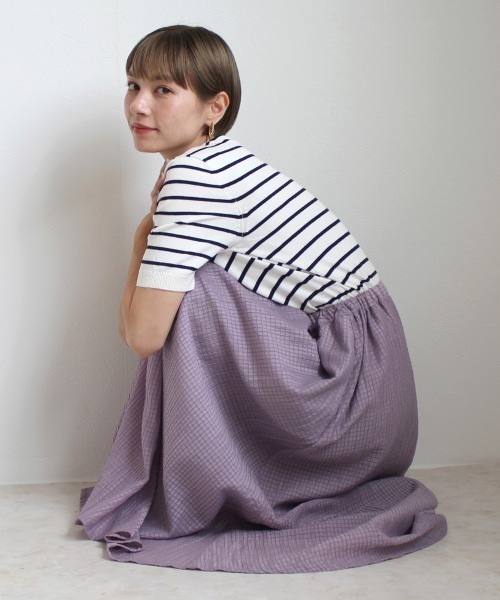 Emma（SELECT LEVERY）（エマ セレクトリベリー）の「シアーサッカーロングスカート（スカート・レディース・ホワイト/ブラック/ラベンダー/ベージュ/ブルー・LARGE/MEDIUM/X-LARGE）」の10枚目の写真