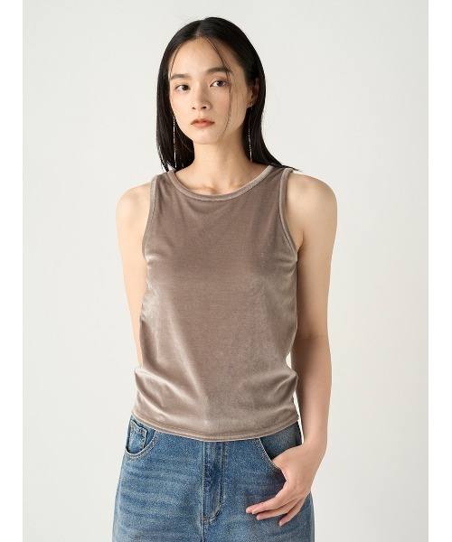 FRAY I.D ブラウン タンクトップ FRAY I.D（フレイアイディー）の「ベロアカップインタンク