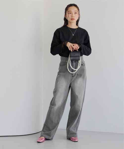 titivate(ティティベイト)の「ポケット加工ストレートデニムパンツ(デニムパンツ・レディース・グレー/ブルー・M/S)」の3枚目の写真