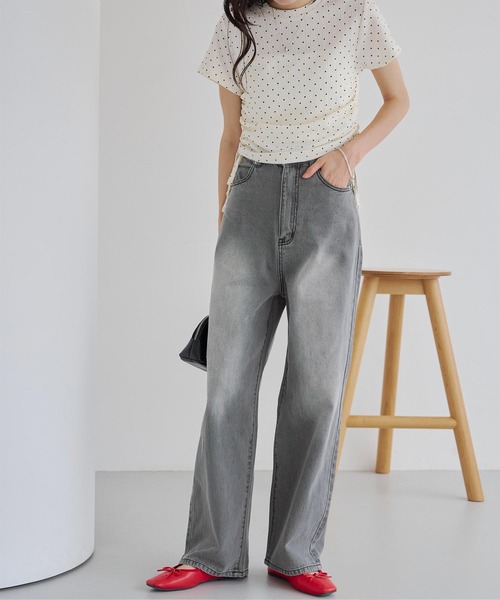 titivate(ティティベイト)の「ポケット加工ストレートデニムパンツ(デニムパンツ・レディース・グレー/ブルー・M/S)」の7枚目の写真