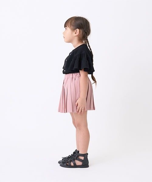 Lycee mine（リセマイン）の「【接触冷感】ハート刺しゅうフリルスリーブTシャツ（Tシャツ/カットソー・キッズ・ラベンダー/ブラック/オフホワイト/レモンイエロー・100cm/110cm/120cm/130cm/140cm/150cm）」の6枚目の写真