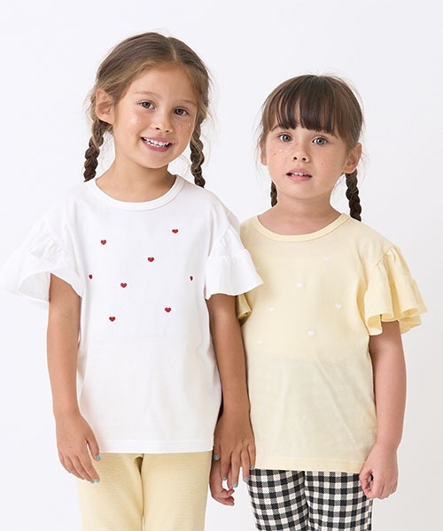 セール】【接触冷感】ハート刺しゅうフリルスリーブTシャツ（T