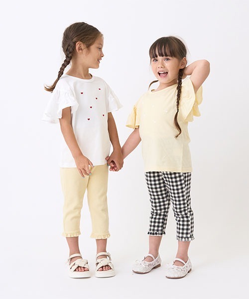 Lycee mine（リセマイン）の「【接触冷感】ハート刺しゅうフリルスリーブTシャツ（Tシャツ/カットソー・キッズ・ラベンダー/ブラック/オフホワイト/レモンイエロー・100cm/110cm/120cm/130cm/140cm/150cm）」の16枚目の写真