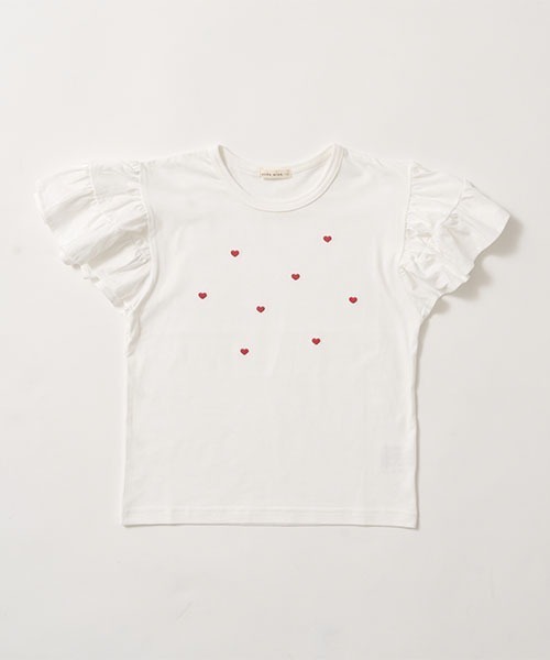 Lycee mine（リセマイン）の「【接触冷感】ハート刺しゅうフリルスリーブTシャツ（Tシャツ/カットソー・キッズ・ラベンダー/ブラック/オフホワイト/レモンイエロー・100cm/110cm/120cm/130cm/140cm/150cm）」の18枚目の写真