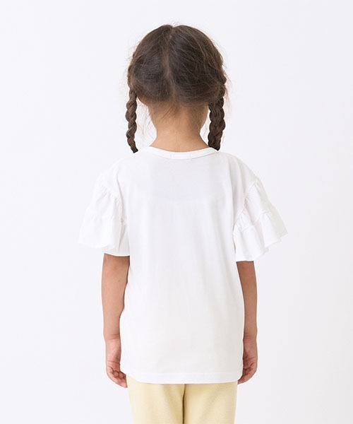 Lycee mine（リセマイン）の「【接触冷感】ハート刺しゅうフリルスリーブTシャツ（Tシャツ/カットソー・キッズ・ラベンダー/ブラック/オフホワイト/レモンイエロー・100cm/110cm/120cm/130cm/140cm/150cm）」の7枚目の写真