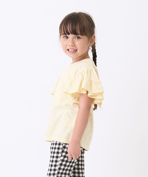 Lycee mine（リセマイン）の「【接触冷感】ハート刺しゅうフリルスリーブTシャツ（Tシャツ/カットソー・キッズ・ラベンダー/ブラック/オフホワイト/レモンイエロー・100cm/110cm/120cm/130cm/140cm/150cm）」の9枚目の写真